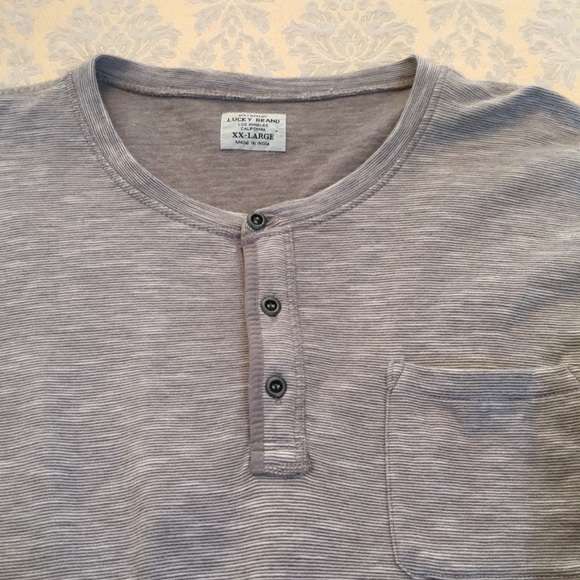 Lucky Brand long sleeve gray stripe henley - Picture 4 of 8